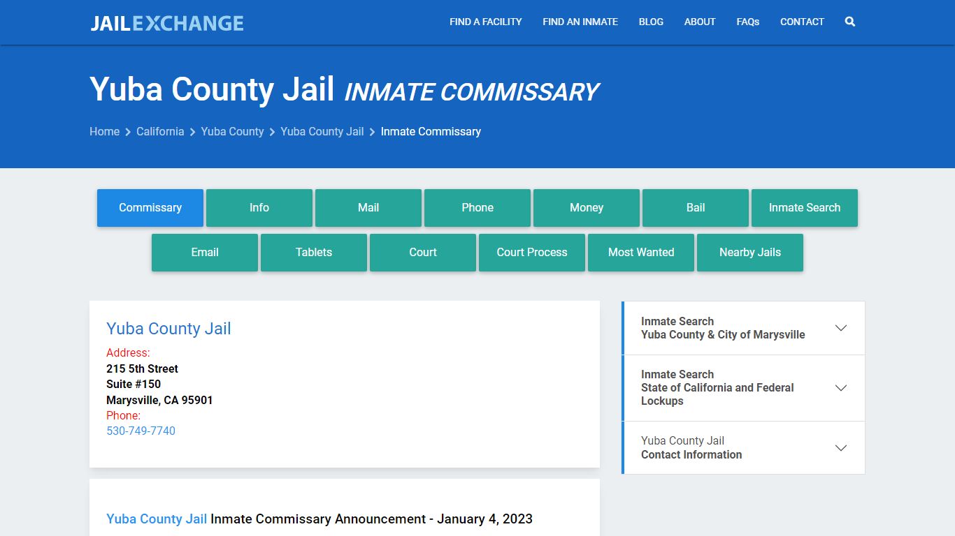Inmate Commissary, Care Packs - Yuba County Jail, CA